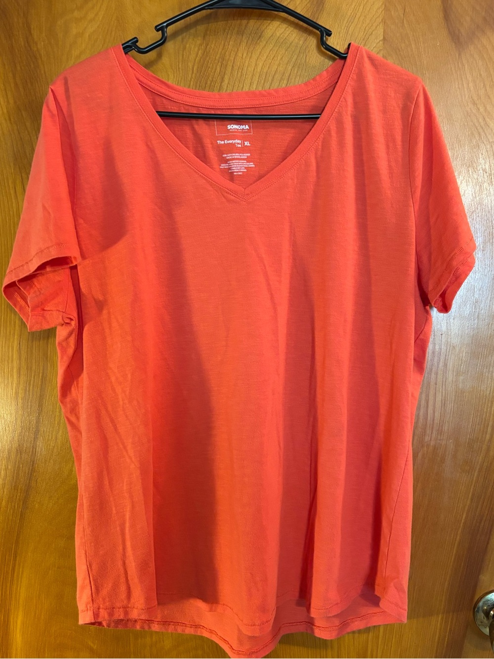 Sonoma Short-Sleeve V-Neck T-Shirt in Coral Orange